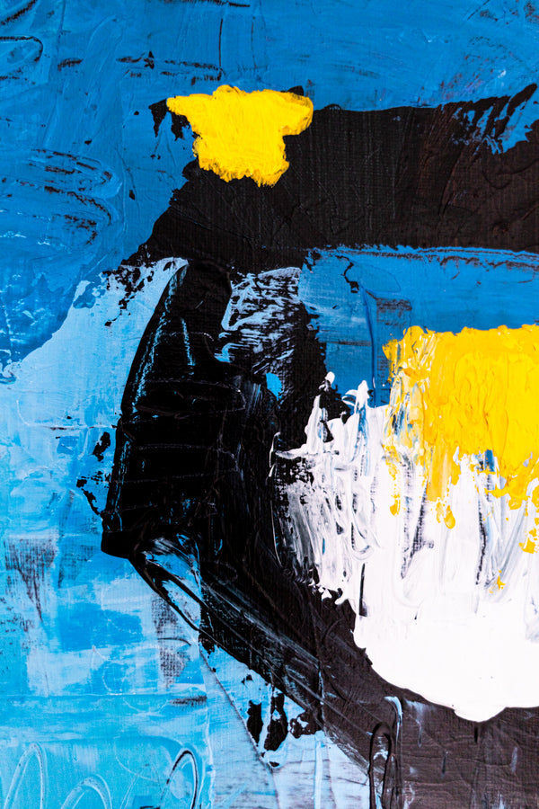 Bold Blue Vibrant Abstract Wall Art — Original Oil Painting, Textured Canvas — "Blue Prayer" (20"x20" | 51x51cm)