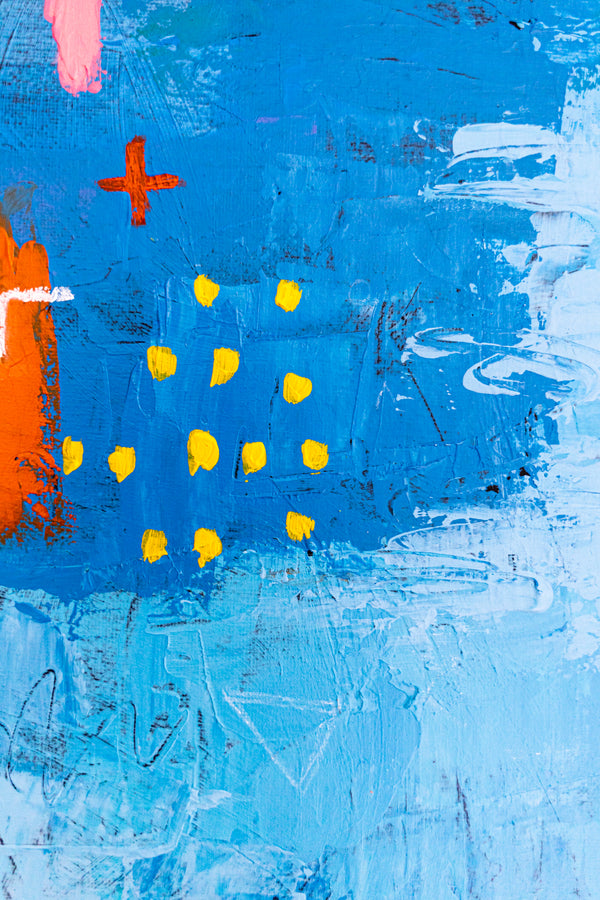 Bold Blue Vibrant Abstract Wall Art — Original Oil Painting, Textured Canvas — "Blue Prayer" (20"x20" | 51x51cm)
