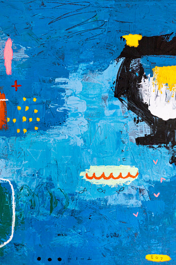 Bold Blue Vibrant Abstract Wall Art — Original Oil Painting, Textured Canvas — "Blue Prayer" (20"x20" | 51x51cm)