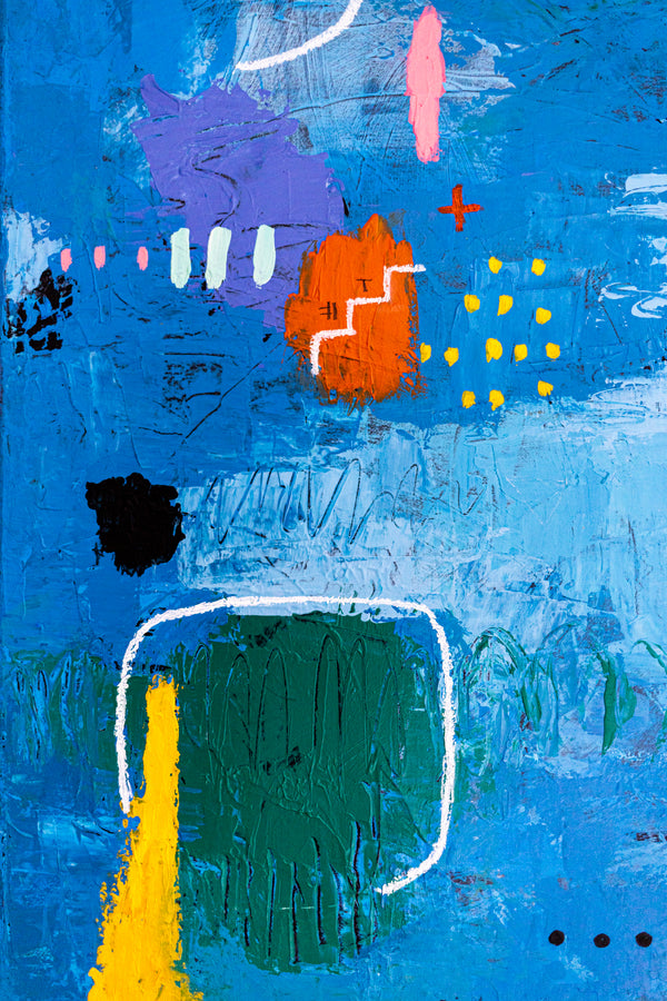 Bold Blue Vibrant Abstract Wall Art — Original Oil Painting, Textured Canvas — "Blue Prayer" (20"x20" | 51x51cm)