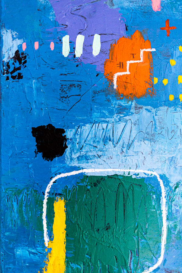 Bold Blue Vibrant Abstract Wall Art — Original Oil Painting, Textured Canvas — "Blue Prayer" (20"x20" | 51x51cm)