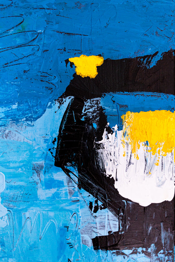 Bold Blue Vibrant Abstract Wall Art — Original Oil Painting, Textured Canvas — "Blue Prayer" (20"x20" | 51x51cm)