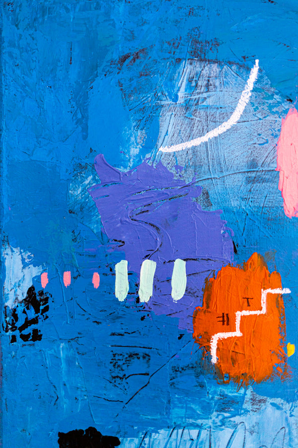 Bold Blue Vibrant Abstract Wall Art — Original Oil Painting, Textured Canvas — "Blue Prayer" (20"x20" | 51x51cm)