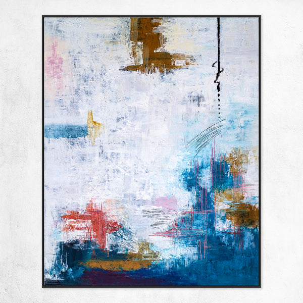 Feast of Vibrant Hues in Modern Abstract Original Painting, Canvas Wall Art Evident Brush Strokes | Blue turquoise