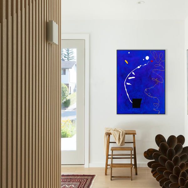 Marine Blue in Modern Abstract Original Oil & Acrylic Painting, Canvas Wall Art with Minimalist Approach | Blue Night (30"x40")