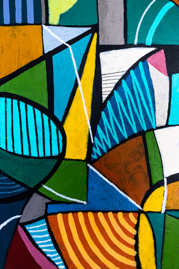 Large Teal Modern Abstract Wall Art — Original Oil Painting, Textured Canvas — "Campus Colorum"