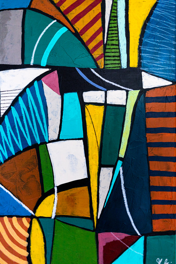 Large Teal Modern Abstract Wall Art — Original Oil Painting, Textured Canvas — "Campus Colorum" (20"x20" | 51x51cm)