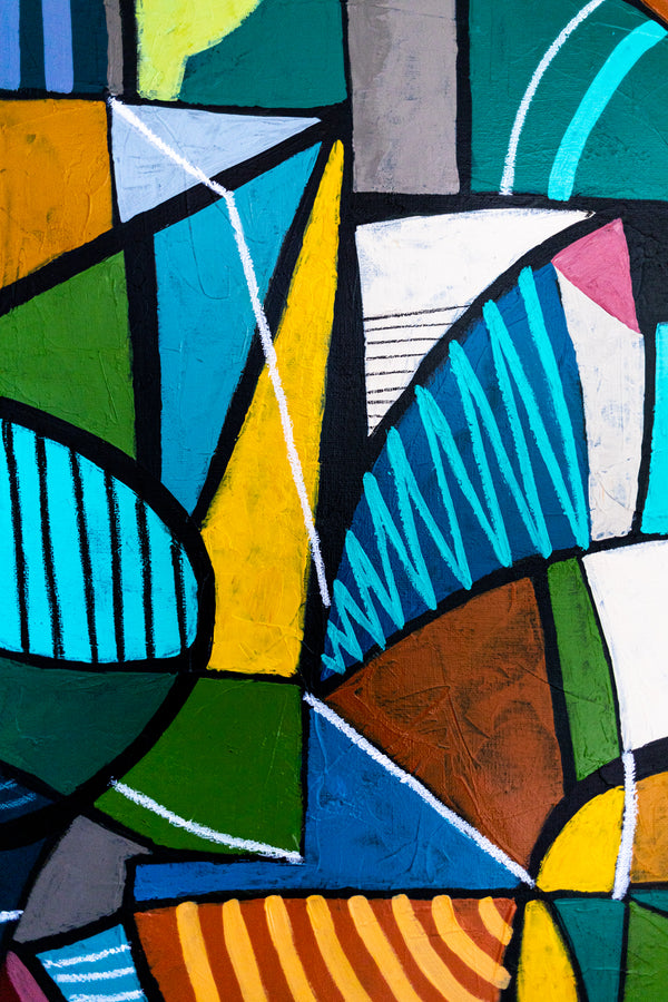 Large Teal Modern Abstract Wall Art — Original Oil Painting, Textured Canvas — "Campus Colorum" (20"x20" | 51x51cm)