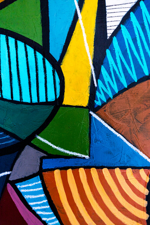 Large Teal Modern Abstract Wall Art — Original Oil Painting, Textured Canvas — "Campus Colorum" (20"x20" | 51x51cm)