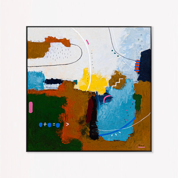 Abstract Wall Art — Vibrant Blue Modern Original Oil Painting, Textured Canvas — "Carli et Terae"