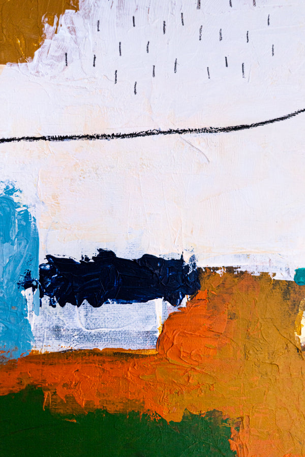 Abstract Wall Art — Vibrant Blue Modern Original Oil Painting, Textured Canvas — "Carli et Terae" (20"x20" | 51x51cm)
