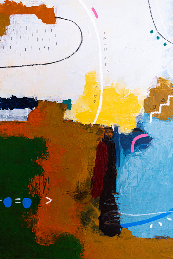 Abstract Wall Art — Vibrant Blue Modern Original Oil Painting, Textured Canvas — "Carli et Terae" (20"x20" | 51x51cm)