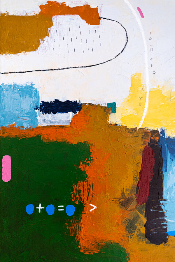 Abstract Wall Art — Vibrant Blue Modern Original Oil Painting, Textured Canvas — "Carli et Terae" (20"x20" | 51x51cm)