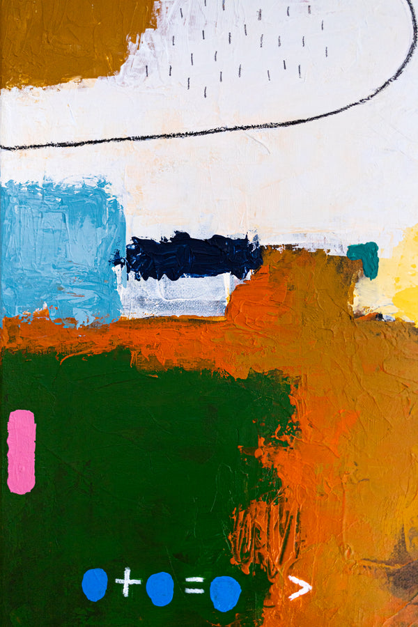 Abstract Wall Art — Vibrant Blue Modern Original Oil Painting, Textured Canvas — "Carli et Terae" (20"x20" | 51x51cm)