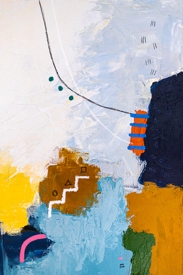 Abstract Wall Art — Vibrant Blue Modern Original Oil Painting, Textured Canvas — "Carli et Terae" (20"x20" | 51x51cm)