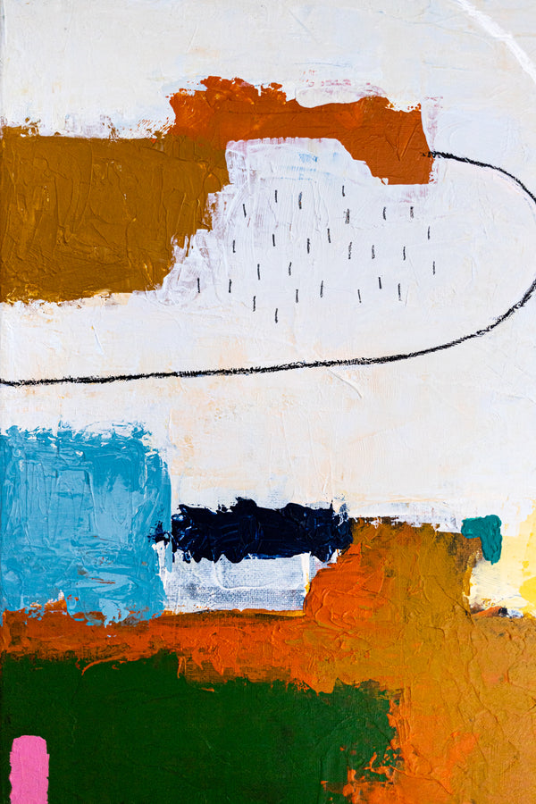 Abstract Wall Art — Vibrant Blue Modern Original Oil Painting, Textured Canvas — "Carli et Terae" (20"x20" | 51x51cm)
