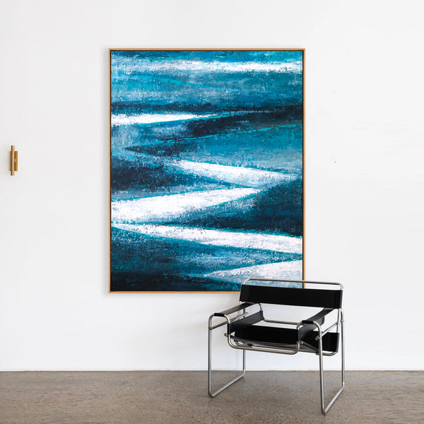 Abstract Painting – Original Wall Art – Large Oil & Acrylic Painting on Canvas – Modern Minimalist Contemporary Canvas Art – “Channel”