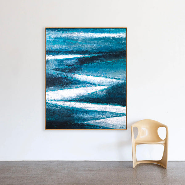 Abstract Painting – Original Wall Art – Large Oil & Acrylic Painting on Canvas – Modern Minimalist Contemporary Canvas Art – “Channel”