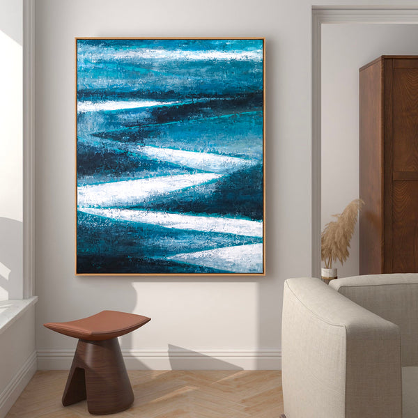 Abstract Painting – Original Wall Art – Large Oil & Acrylic Painting on Canvas – Modern Minimalist Contemporary Canvas Art – “Channel”