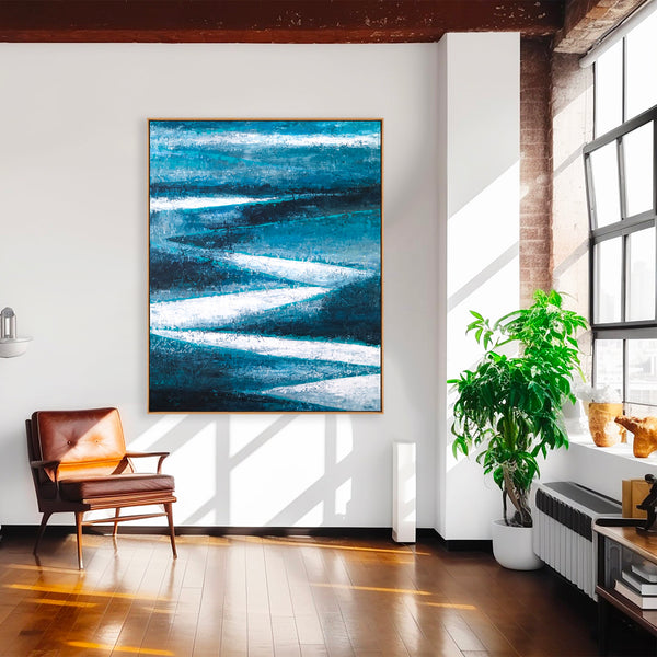 Abstract Painting – Original Wall Art – Large Oil & Acrylic Painting on Canvas – Modern Minimalist Contemporary Canvas Art – “Channel”