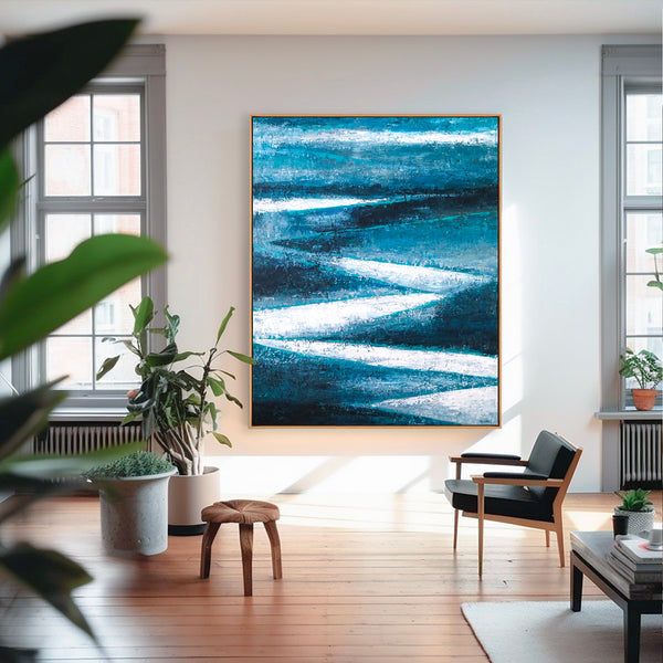 Abstract Painting – Original Wall Art – Large Oil & Acrylic Painting on Canvas – Modern Minimalist Contemporary Canvas Art – “Channel”