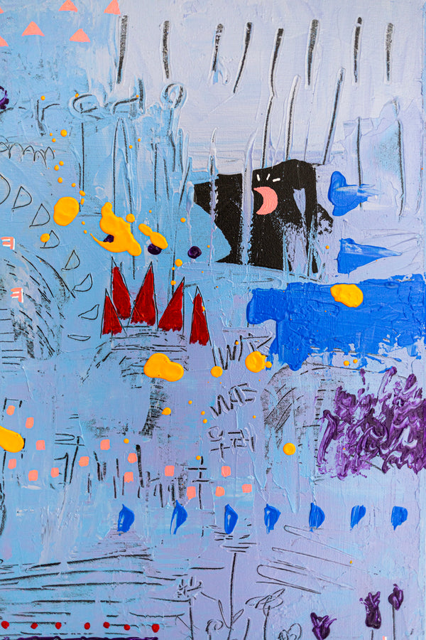 Abstract Painting - Original Wall Art – Oil & Acrylic on Canvas – Blue Contemporary Modern Wall Art – Clara Nox (20"x20" | 50x50cm)