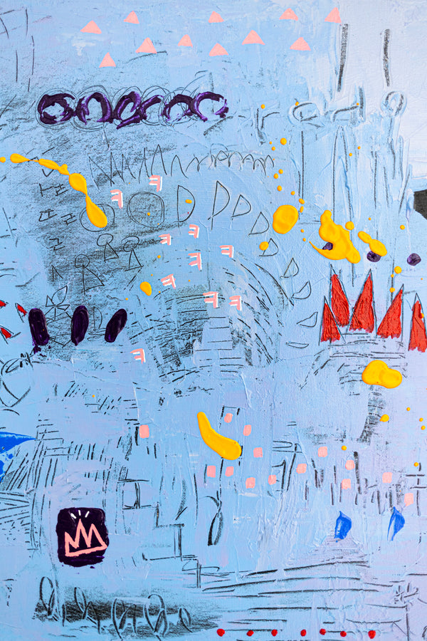 Abstract Painting - Original Wall Art – Oil & Acrylic on Canvas – Blue Contemporary Modern Wall Art – Clara Nox (20"x20" | 50x50cm)