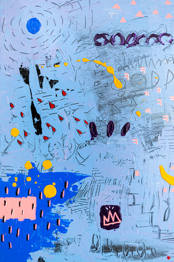 Abstract Painting - Original Wall Art – Oil & Acrylic on Canvas – Blue Contemporary Modern Wall Art – Clara Nox (20"x20" | 50x50cm)