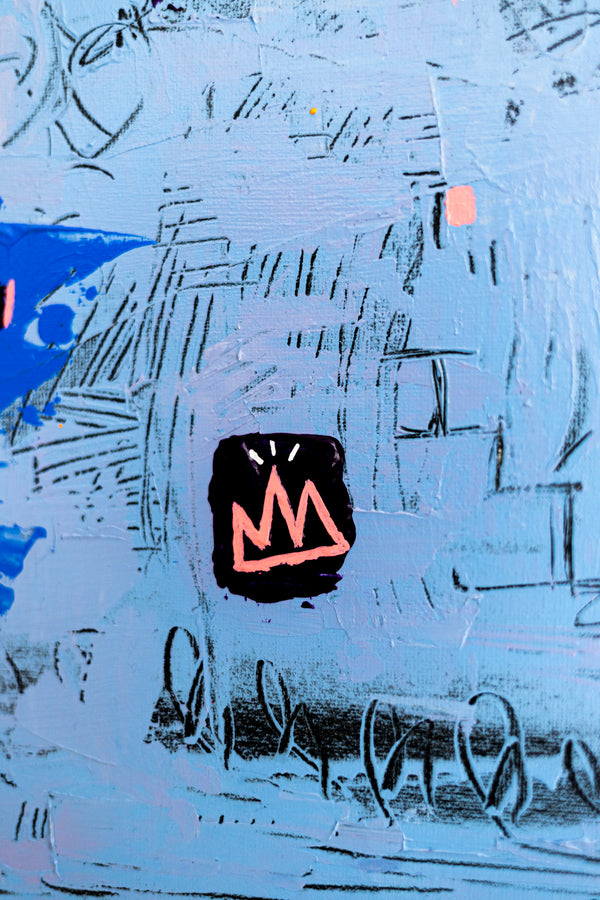 Abstract Painting - Original Wall Art – Oil & Acrylic on Canvas – Blue Contemporary Modern Wall Art – Clara Nox (20"x20" | 50x50cm)