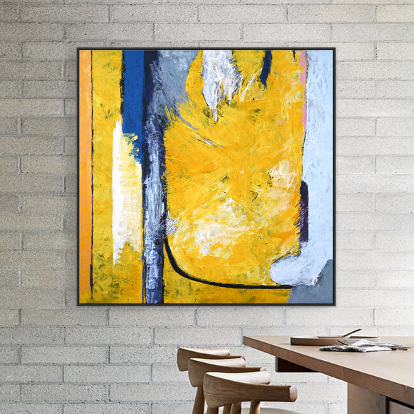 Vibrant Energy in Modern Original Abstract Acrylic Painting, Expressionist Canvas Art with Bold Yellow | Clearpool