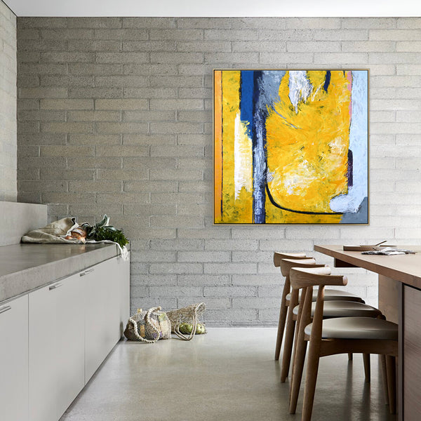 Vibrant Energy in Modern Original Abstract Acrylic Painting, Expressionist Canvas Art with Bold Yellow | Clearpool