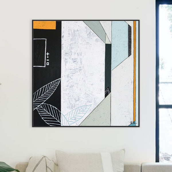 Peaceful Geometric Abstract Acrylic Painting, Modern and Clean Canvas Wall Art for Living Room or Office | Code 32 (30"x30")