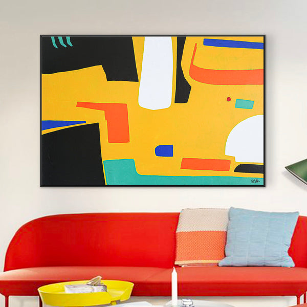 Playful Balanced Original Abstract Painting in Acrylic, Modern Contemporary Large Canvas Wall Art | Cogito II