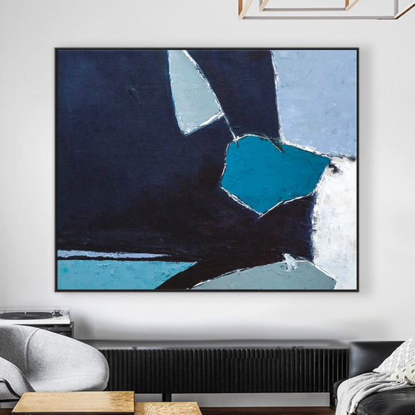 Minimalist Original Abstract Acrylic Painting, Joyful Dive into Blue in Modern Canvas Wall Art | Come out to play