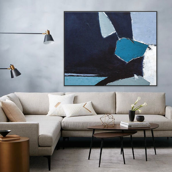 Minimalist Original Abstract Acrylic Painting, Joyful Dive into Blue in Modern Canvas Wall Art | Come out to play