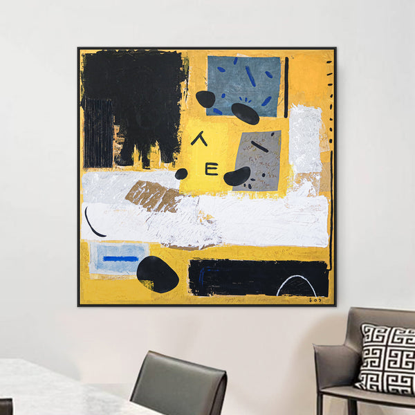 Modern Abstract Expressionism Original Mixed Media Painting, Canvas Wall Art in Contemporary Style | Communication (48"x48")