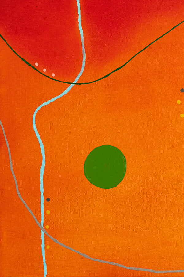 Original Modern Abstract Oil Painting in Red and Orange | Complex Heart (36"x36")