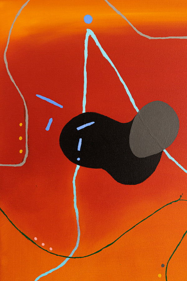 Original Modern Abstract Oil Painting in Red and Orange | Complex Heart (36"x36")