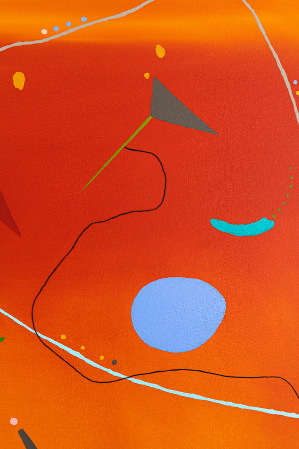 Original Modern Abstract Oil Painting in Red and Orange | Complex Heart (36"x36")