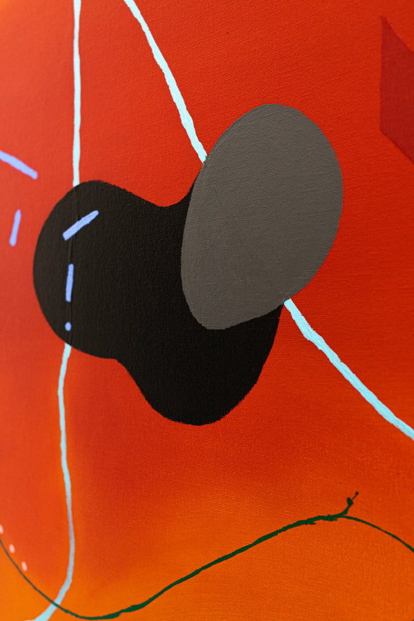 Original Modern Abstract Oil Painting in Red and Orange | Complex Heart (36"x36")