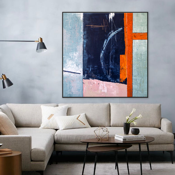Vibrant Geometric Original Abstract Painting in Acrylic, Calmness Modern Large Canvas Wall Art | Composition A