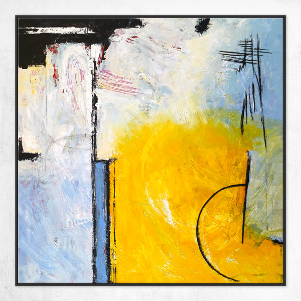 Euphoria through Modern Original Abstract Acrylic Painting, Canvas Wall Art of Yellow and Sky Blue | Composition C