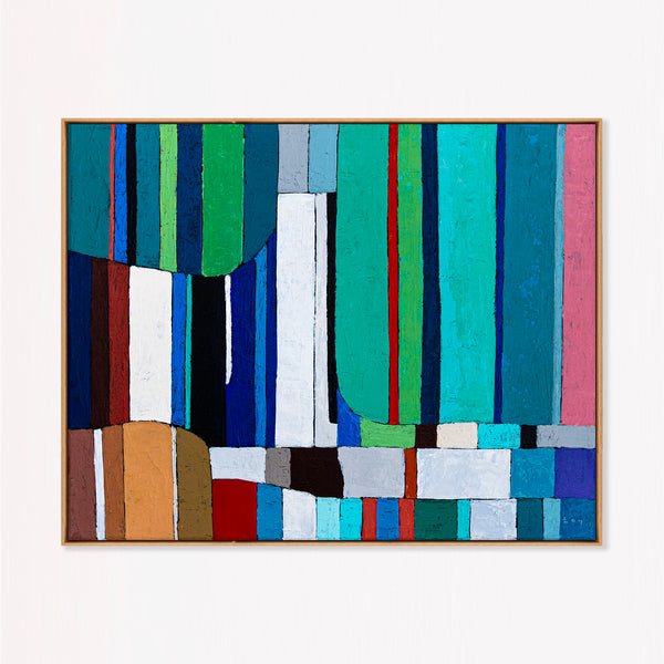 Large Teal Abstract Wall Art — Modern Original Oil Painting, Textured Canvas — "Concordia II"