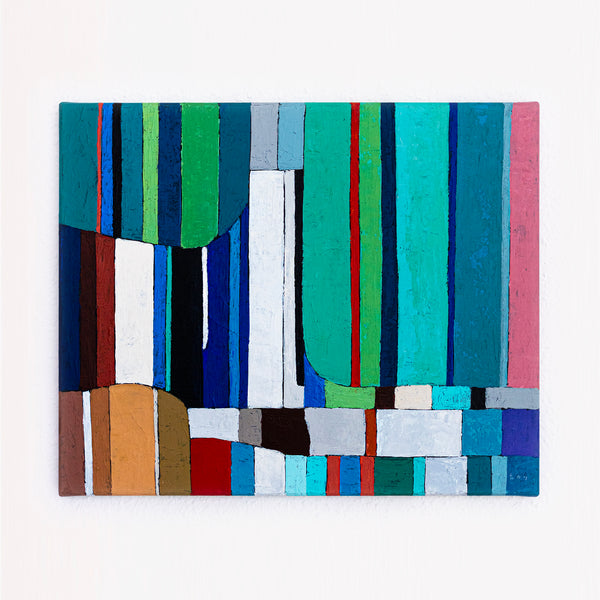 Large Teal Abstract Wall Art — Modern Original Oil Painting, Textured Canvas — "Concordia II" (20"x16" | 51x41cm)
