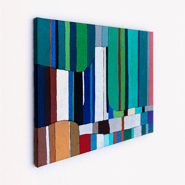 Large Teal Abstract Wall Art — Modern Original Oil Painting, Textured Canvas — "Concordia II"