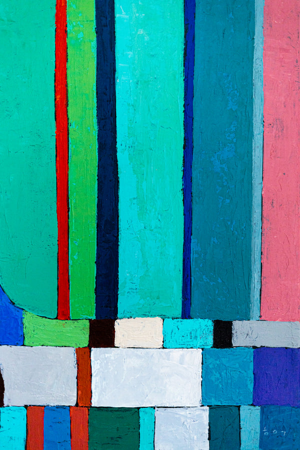 Large Teal Abstract Wall Art — Modern Original Oil Painting, Textured Canvas — "Concordia II"