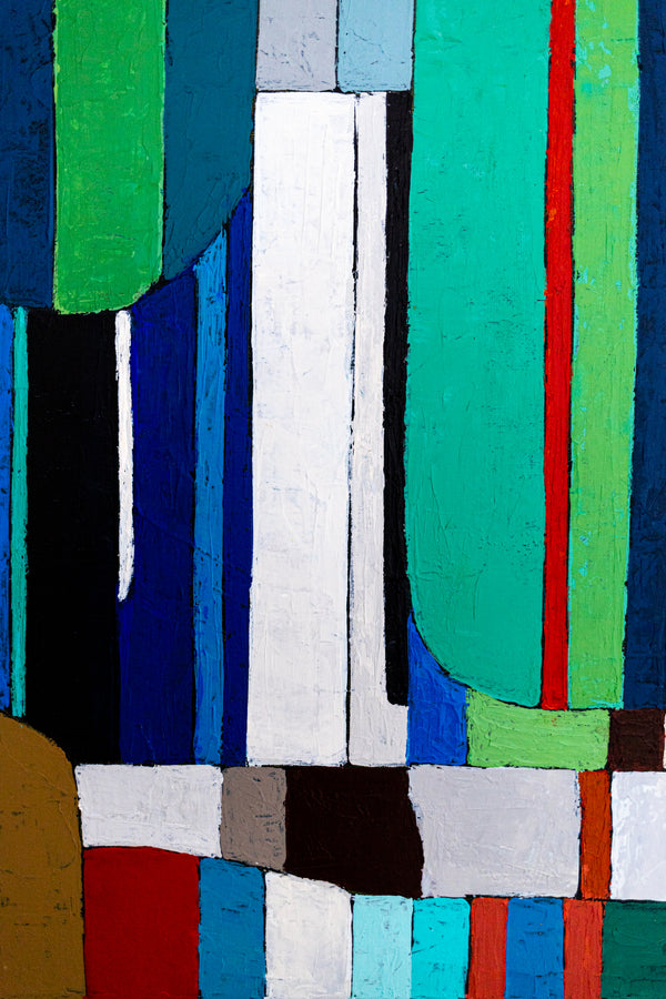 Large Teal Abstract Wall Art — Modern Original Oil Painting, Textured Canvas — "Concordia II" (20"x16" | 51x41cm)