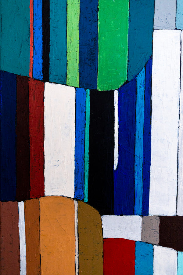 Large Teal Abstract Wall Art — Modern Original Oil Painting, Textured Canvas — "Concordia II" (20"x16" | 51x41cm)
