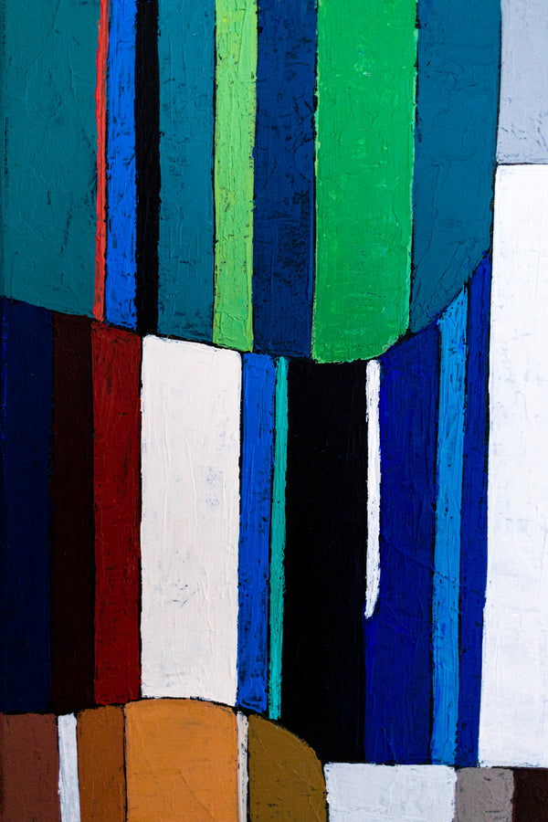 Large Teal Abstract Wall Art — Modern Original Oil Painting, Textured Canvas — "Concordia II" (20"x16" | 51x41cm)