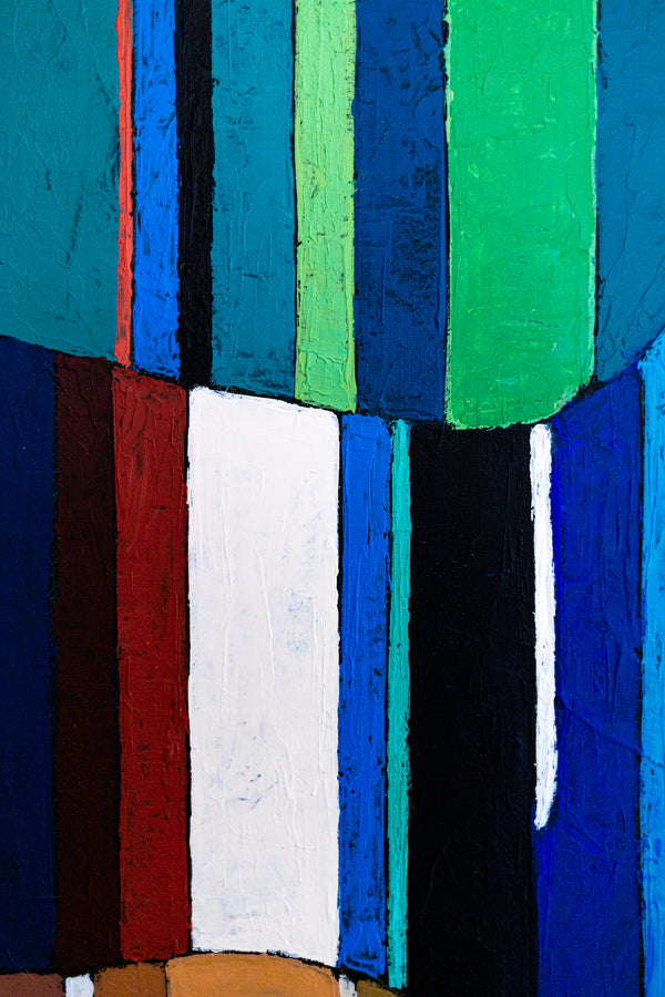 Large Teal Abstract Wall Art — Modern Original Oil Painting, Textured Canvas — "Concordia II" (20"x16" | 51x41cm)